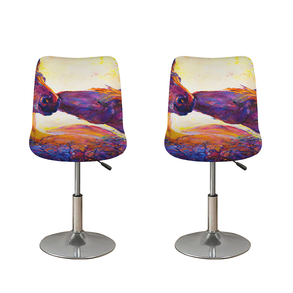 Couple Horses Portrait Print Bar Stool Covers