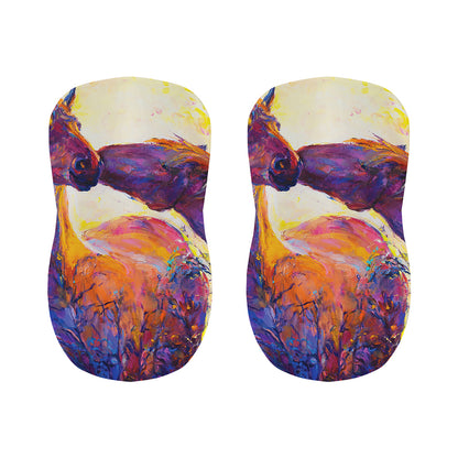 Couple Horses Portrait Print Bar Stool Covers