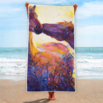 Couple Horses Portrait Print Beach Towel
