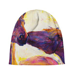 Couple Horses Portrait Print Beanie
