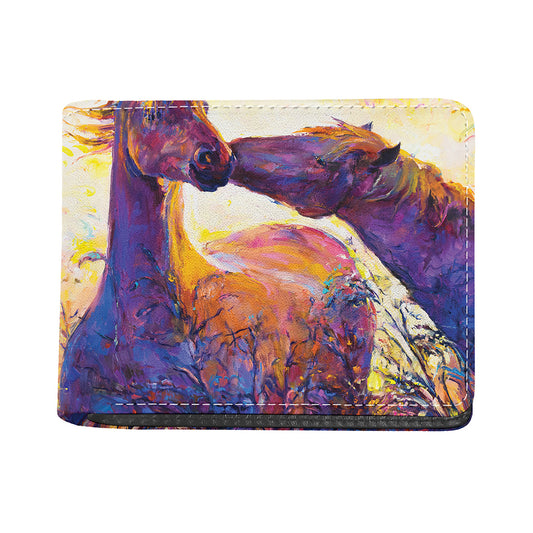 Couple Horses Portrait Print Bifold Wallet