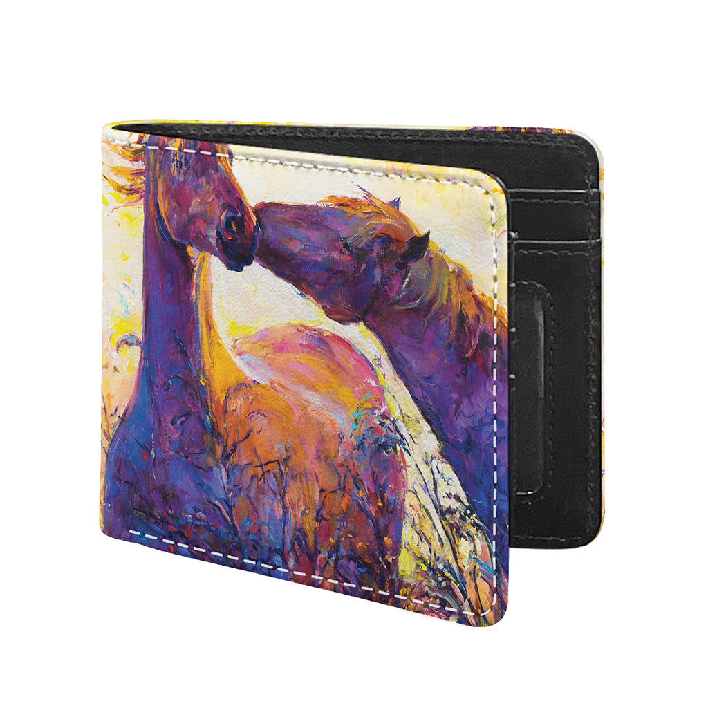 Couple Horses Portrait Print Bifold Wallet
