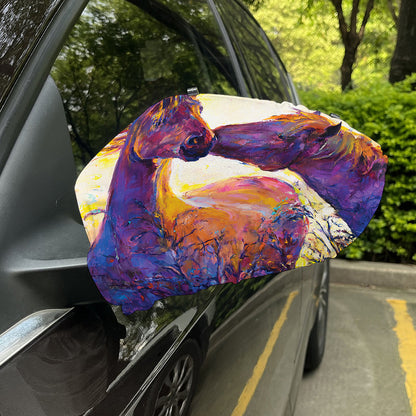 Couple Horses Portrait Print Car Side Mirror Covers