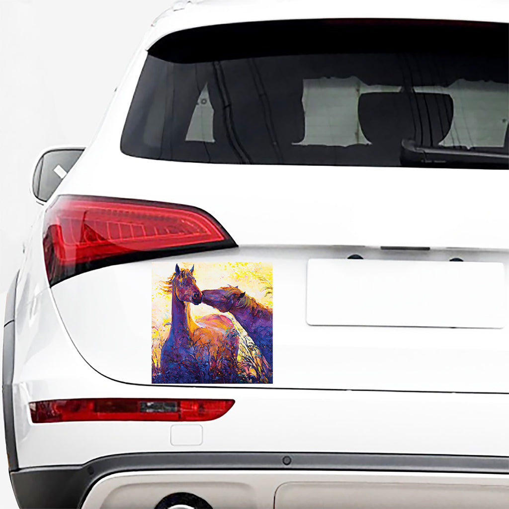 Couple Horses Portrait Print Car Sticker