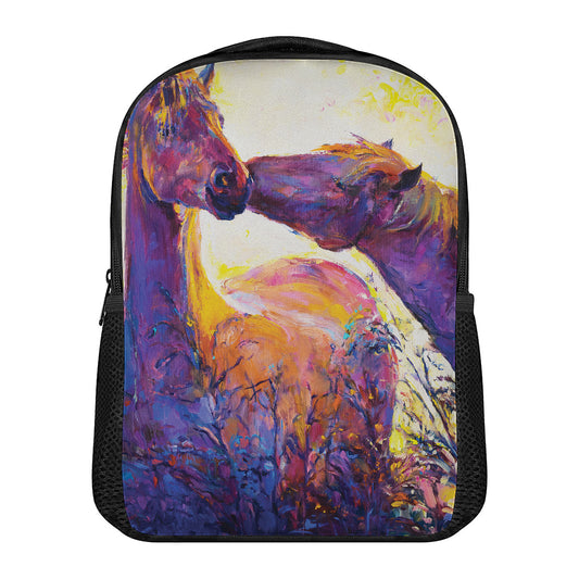 Couple Horses Portrait Print Casual Backpack