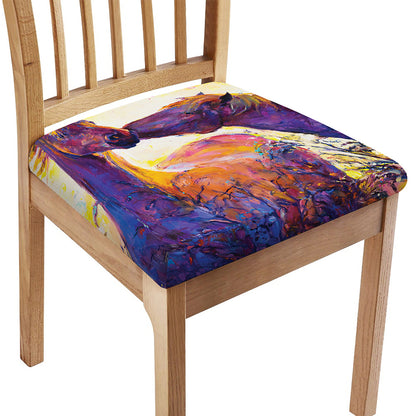 Couple Horses Portrait Print Chair Cushion Cover