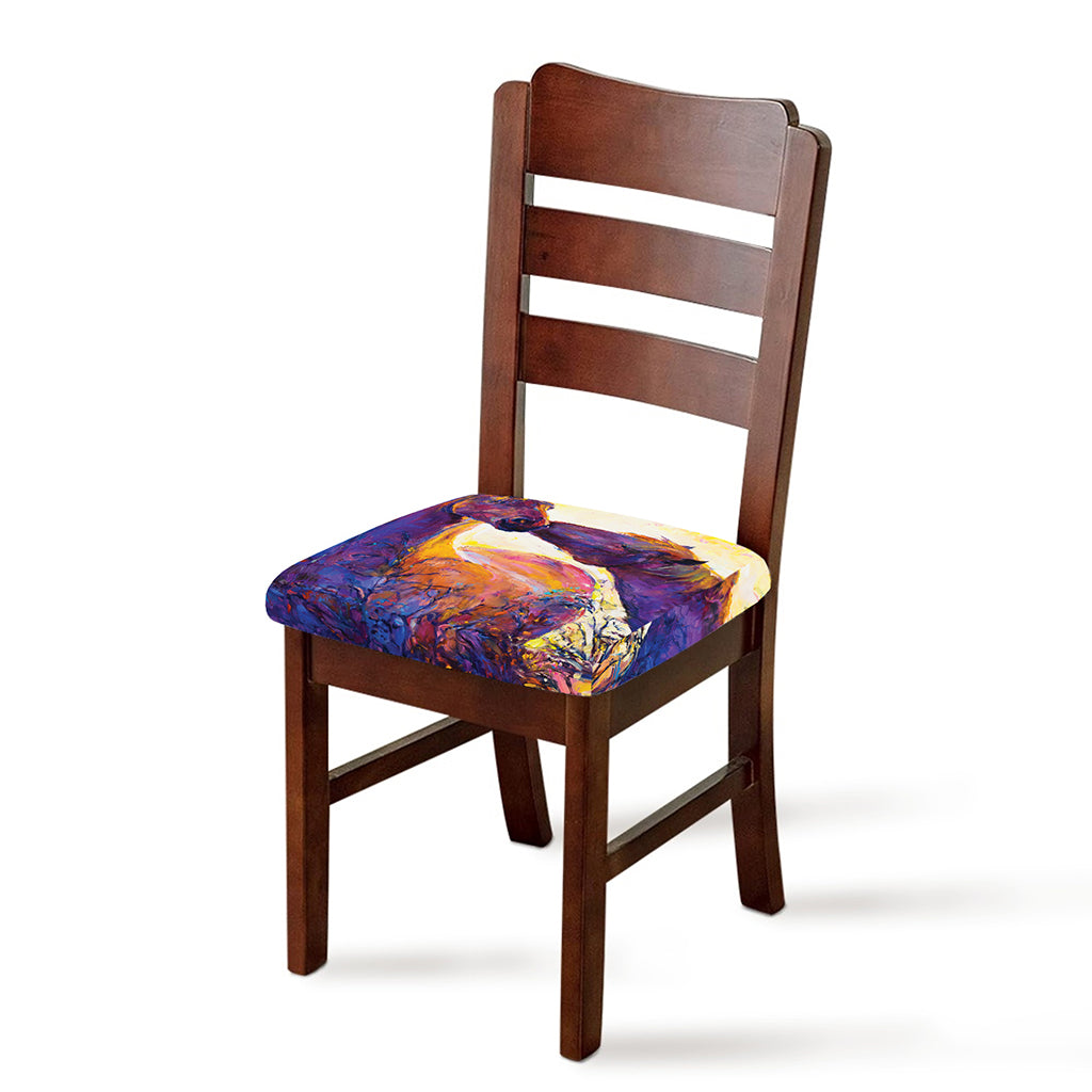 Couple Horses Portrait Print Chair Cushion Cover