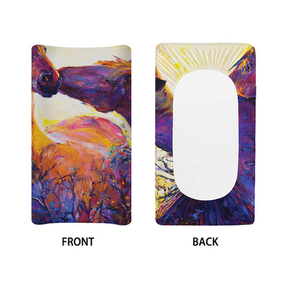 Couple Horses Portrait Print Changing Pad Cover