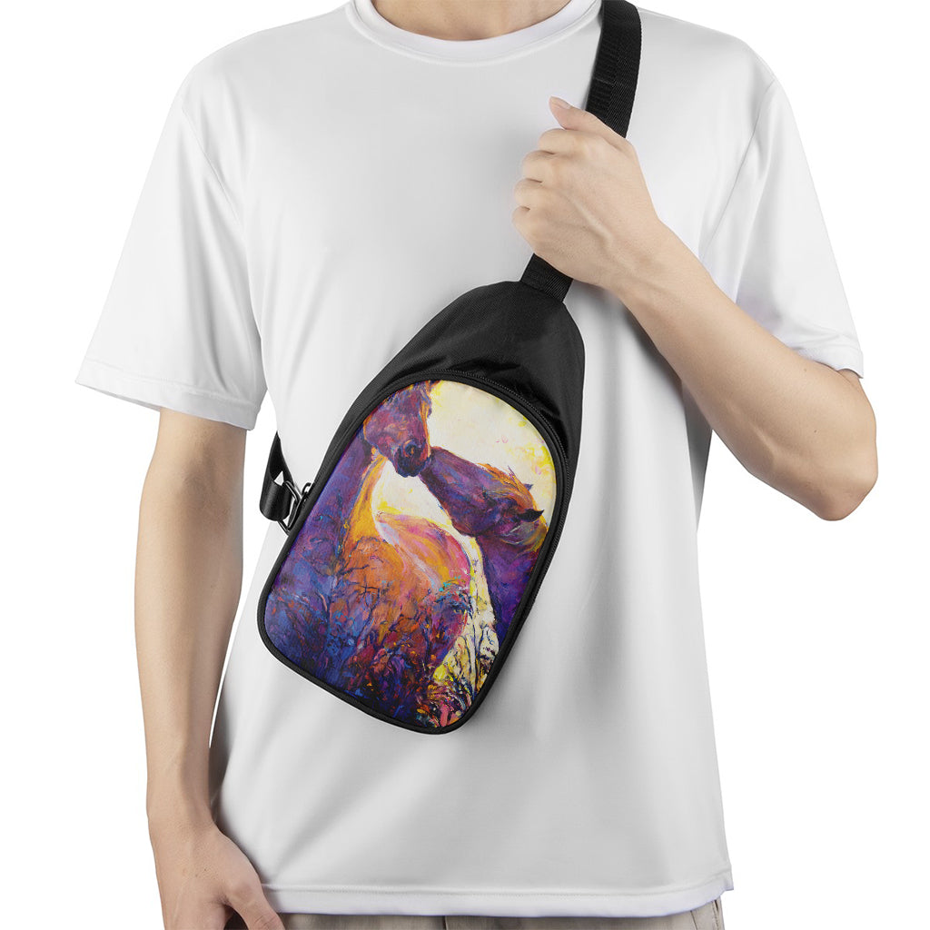 Couple Horses Portrait Print Chest Bag