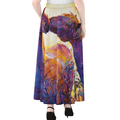 Couple Horses Portrait Print Chiffon Maxi Skirt