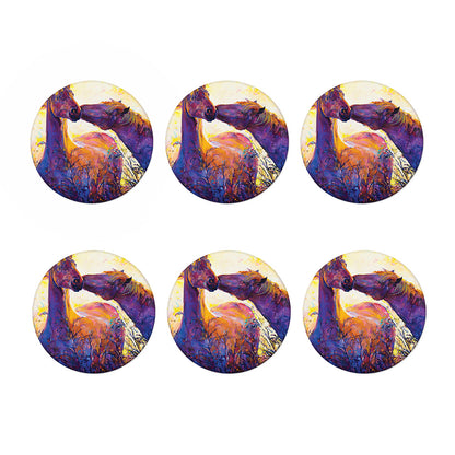 Couple Horses Portrait Print Coaster Set