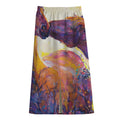 Couple Horses Portrait Print Cotton Front Slit Maxi Skirt