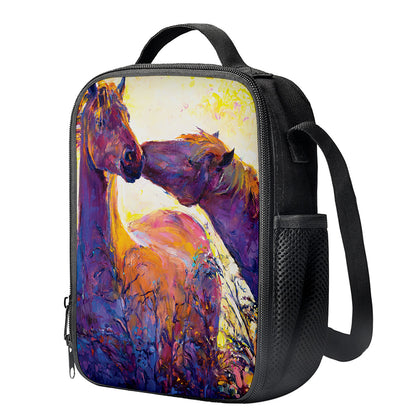 Couple Horses Portrait Print Crossbody Lunch Bag