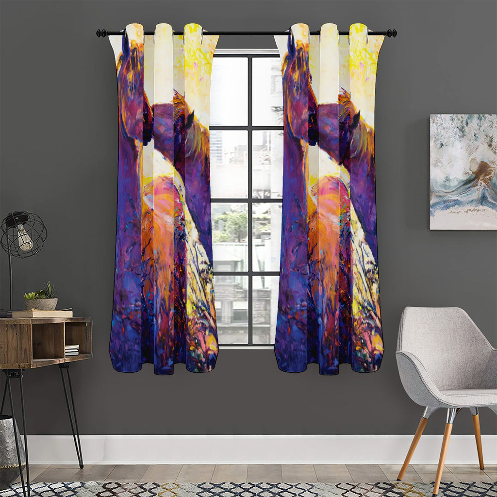 Couple Horses Portrait Print Curtain
