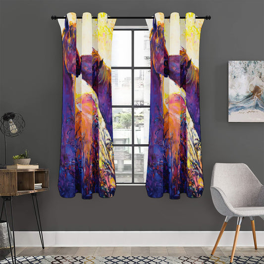 Couple Horses Portrait Print Curtain