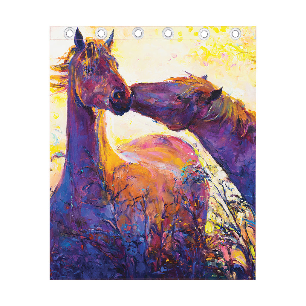 Couple Horses Portrait Print Curtain
