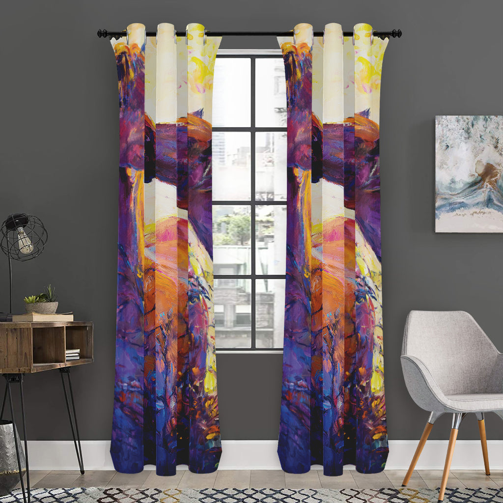 Couple Horses Portrait Print Curtain