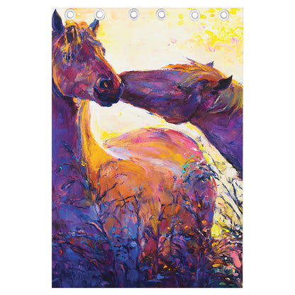 Couple Horses Portrait Print Curtain