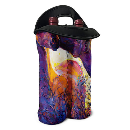Couple Horses Portrait Print Double Neoprene Wine Tote