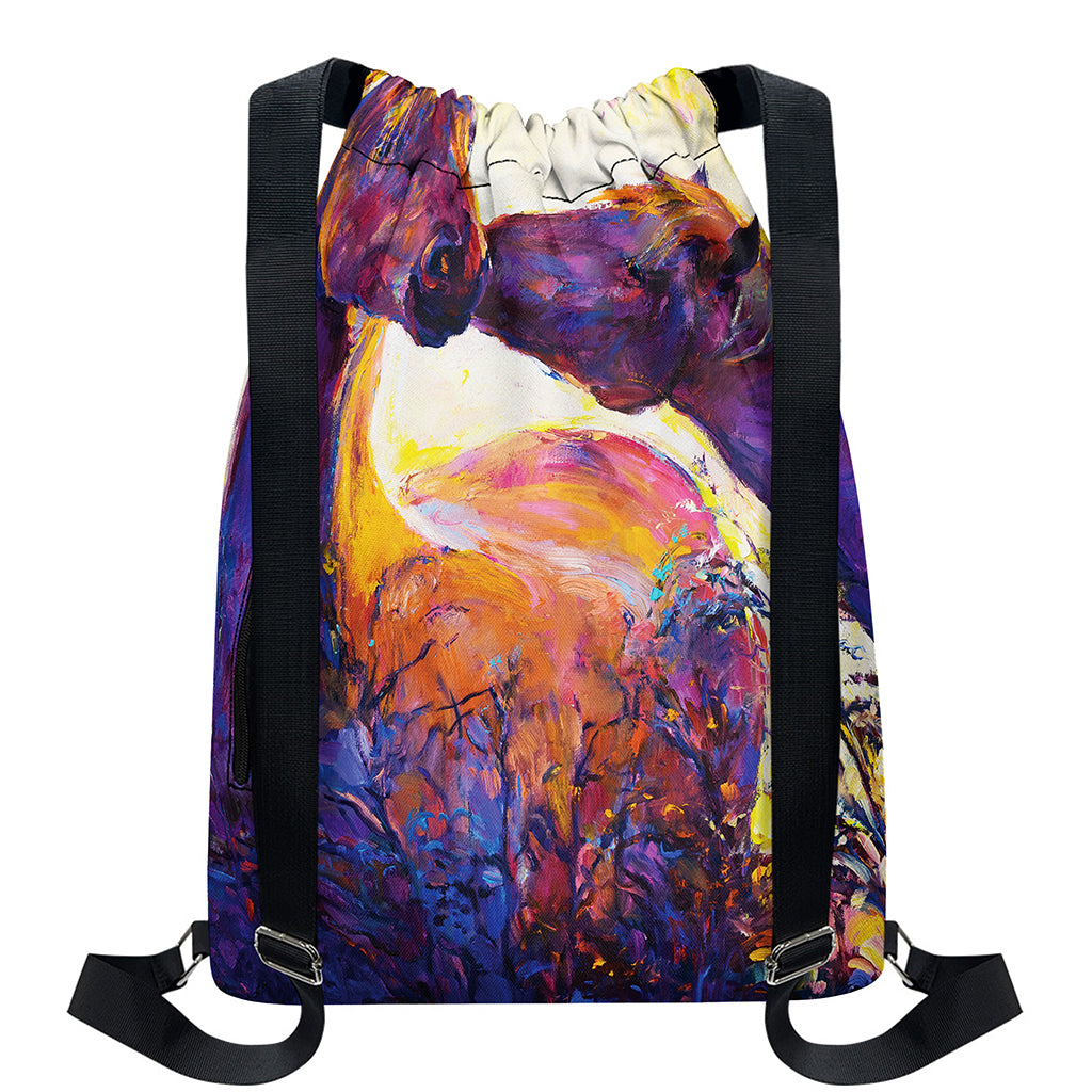 Couple Horses Portrait Print Drawstring Backpack