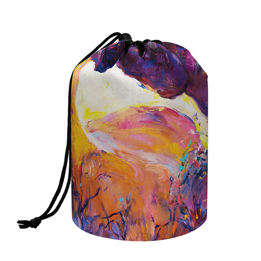 Couple Horses Portrait Print Drawstring Makeup Bag