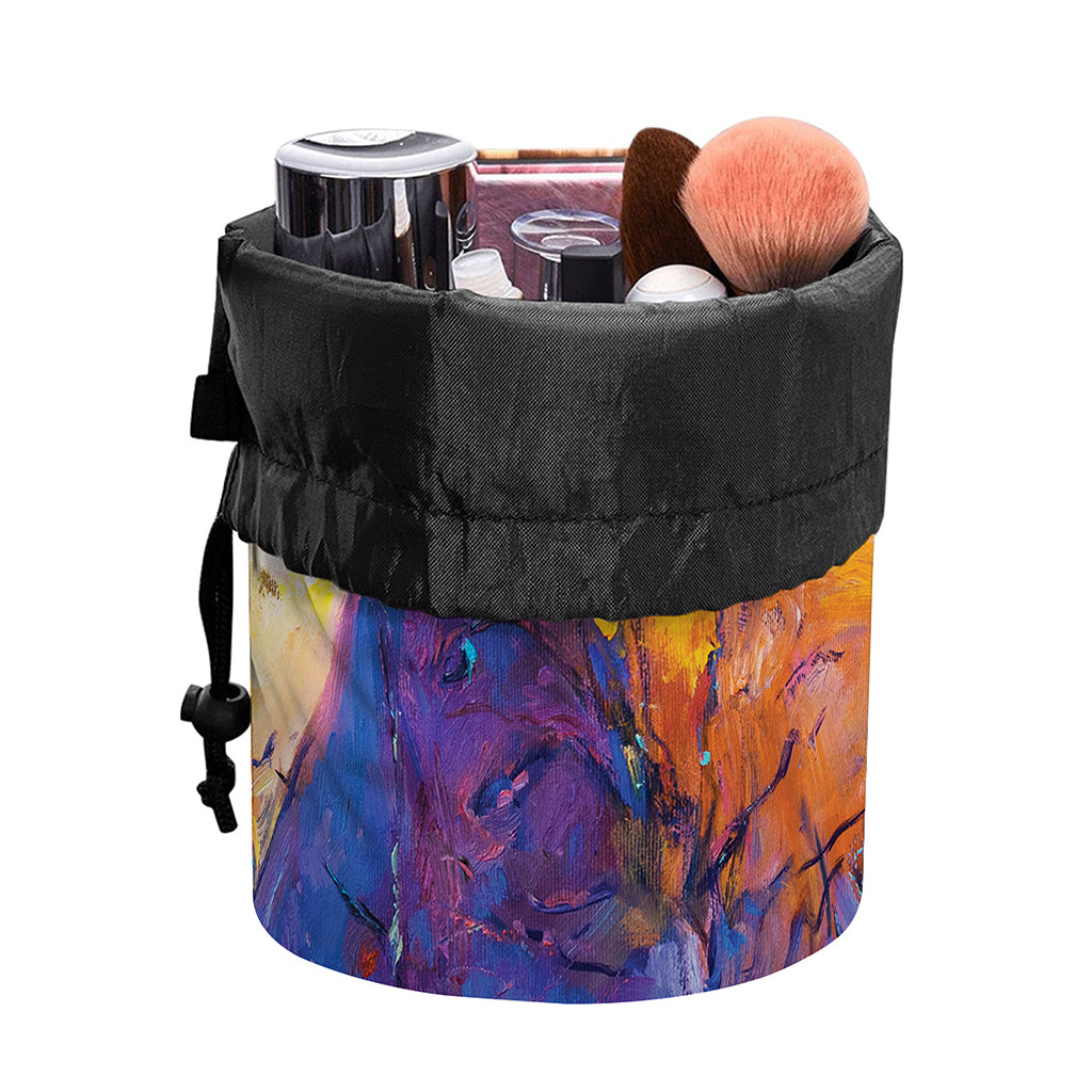 Couple Horses Portrait Print Drawstring Makeup Bag