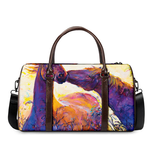 Couple Horses Portrait Print Duffle Bag
