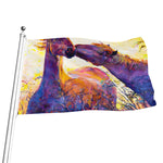 Couple Horses Portrait Print Flag