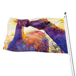 Couple Horses Portrait Print Flag