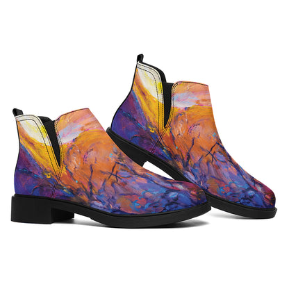 Couple Horses Portrait Print Flat Ankle Boots