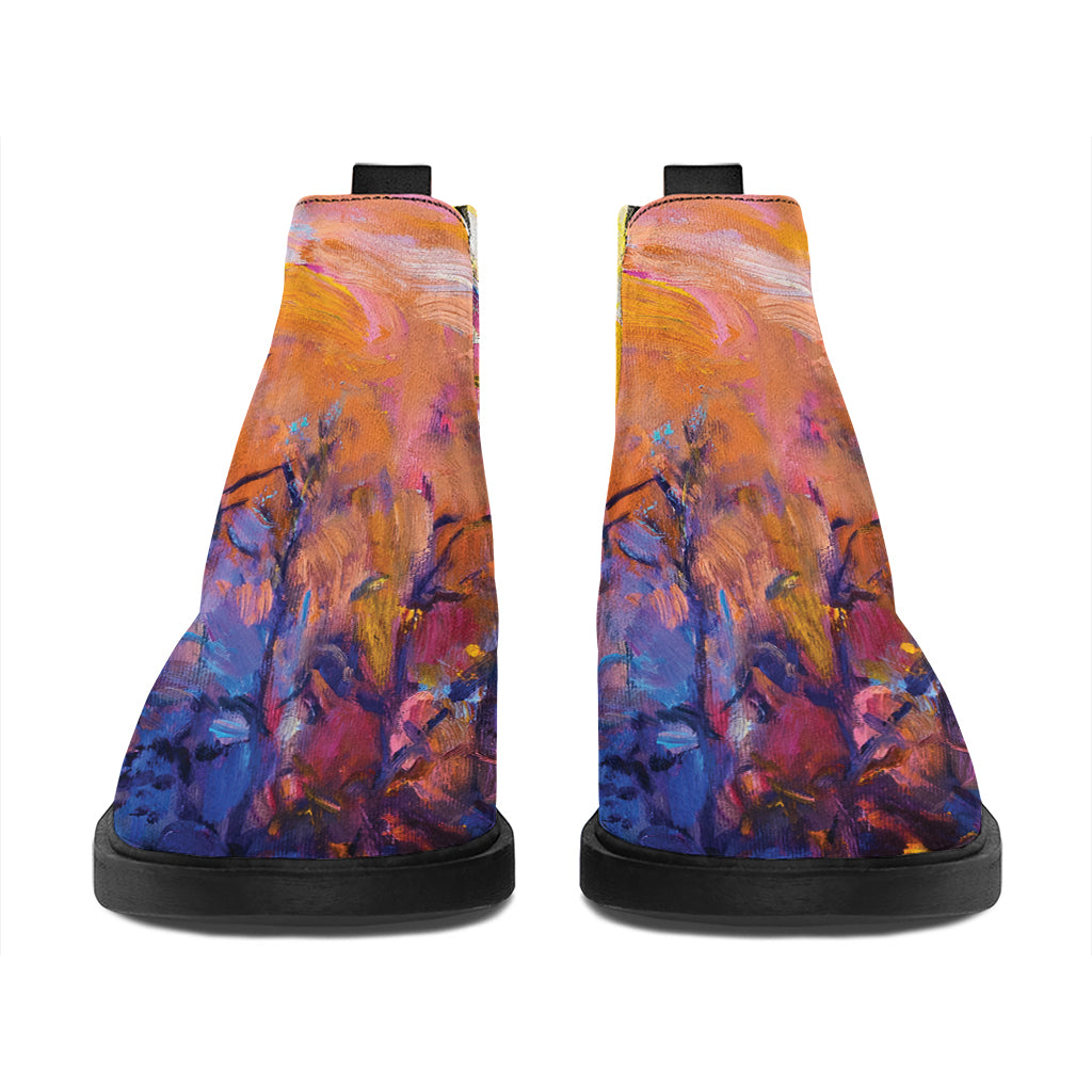 Couple Horses Portrait Print Flat Ankle Boots