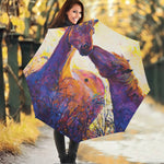 Couple Horses Portrait Print Foldable Umbrella