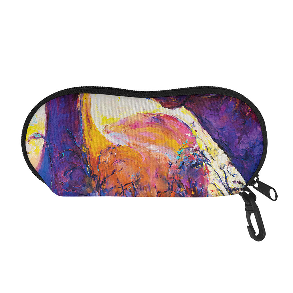 Couple Horses Portrait Print Glasses Case