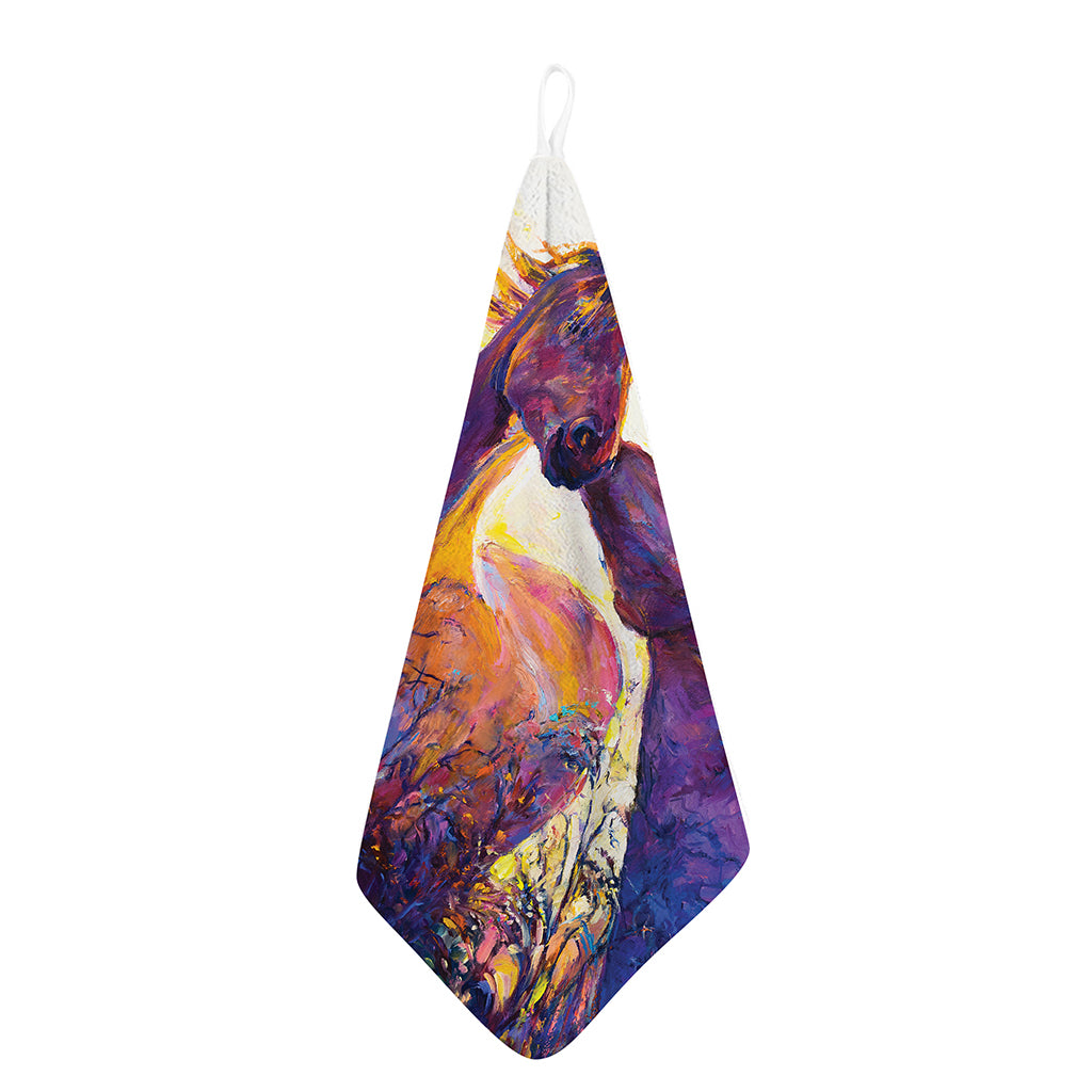Couple Horses Portrait Print Hand Towel