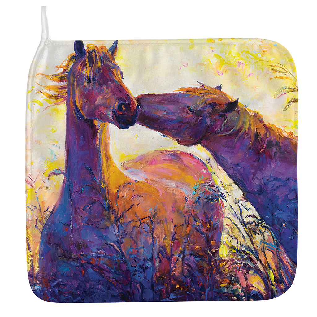 Couple Horses Portrait Print Hand Towel