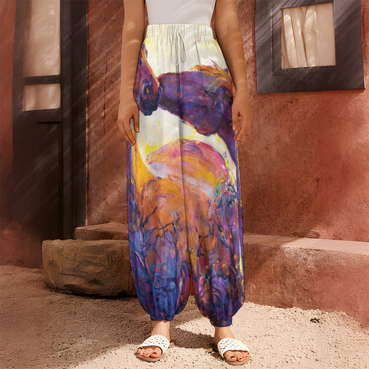 Couple Horses Portrait Print Harem Pants