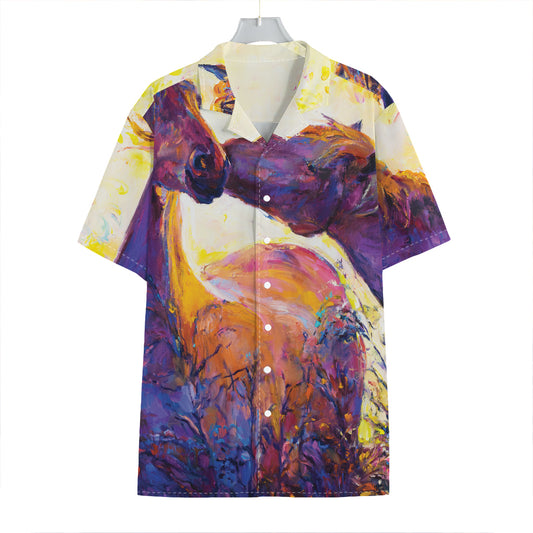 Couple Horses Portrait Print Hawaiian Shirt