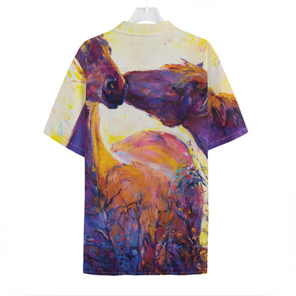 Couple Horses Portrait Print Hawaiian Shirt