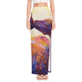 Couple Horses Portrait Print High Slit Maxi Skirt