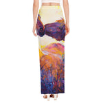 Couple Horses Portrait Print High Slit Maxi Skirt