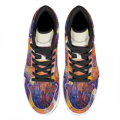 Couple Horses Portrait Print High Top Leather Sneakers