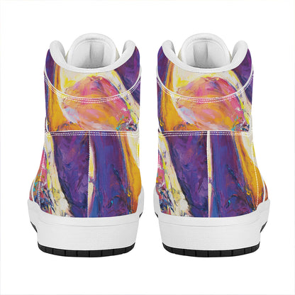 Couple Horses Portrait Print High Top Leather Sneakers