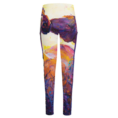 Couple Horses Portrait Print High-Waisted Pocket Leggings
