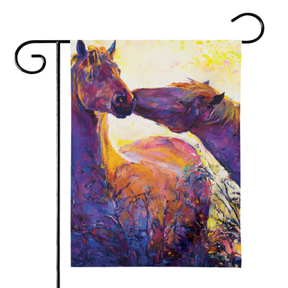 Couple Horses Portrait Print House Flag