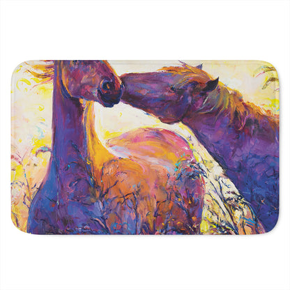 Couple Horses Portrait Print Indoor Door Mat