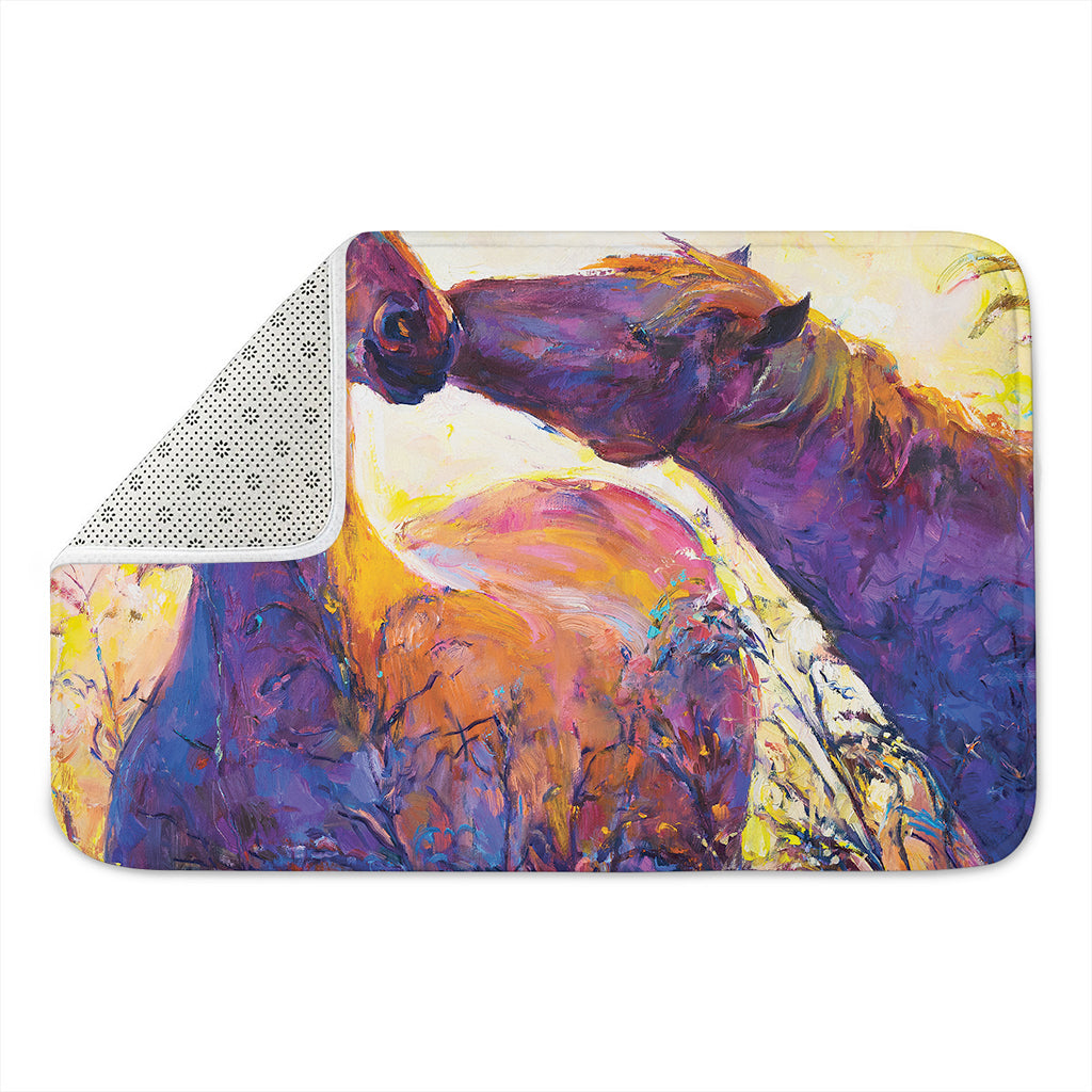 Couple Horses Portrait Print Indoor Door Mat