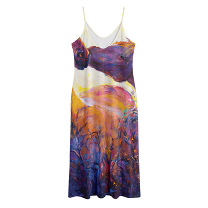 Couple Horses Portrait Print Jersey Midi Cami Dress