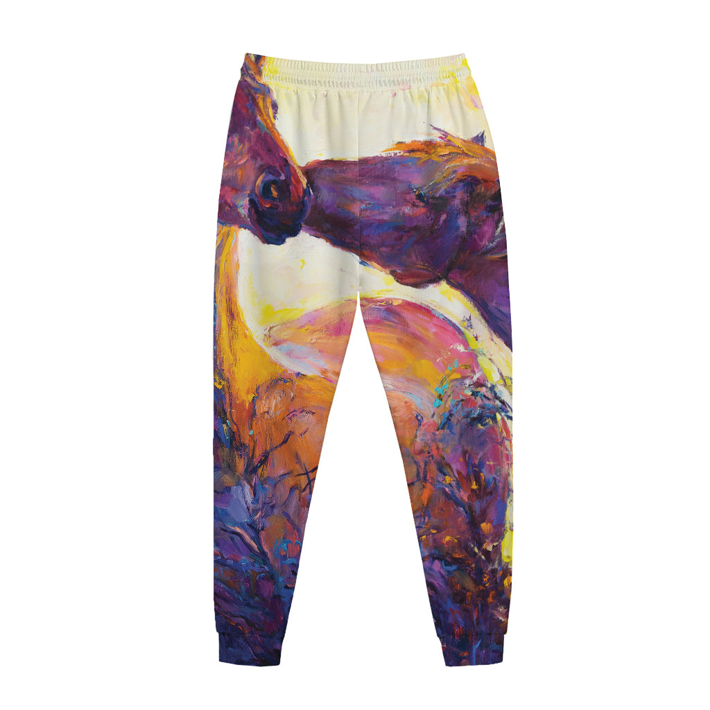 Couple Horses Portrait Print Jogger Pants