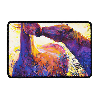 Couple Horses Portrait Print Kitchen Mat