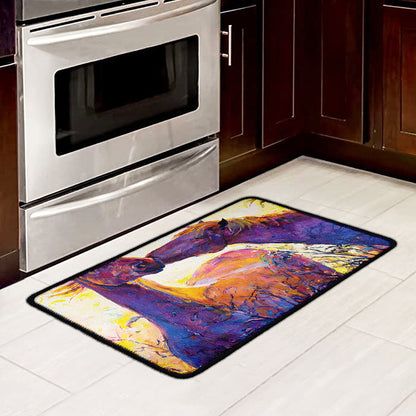 Couple Horses Portrait Print Kitchen Mat